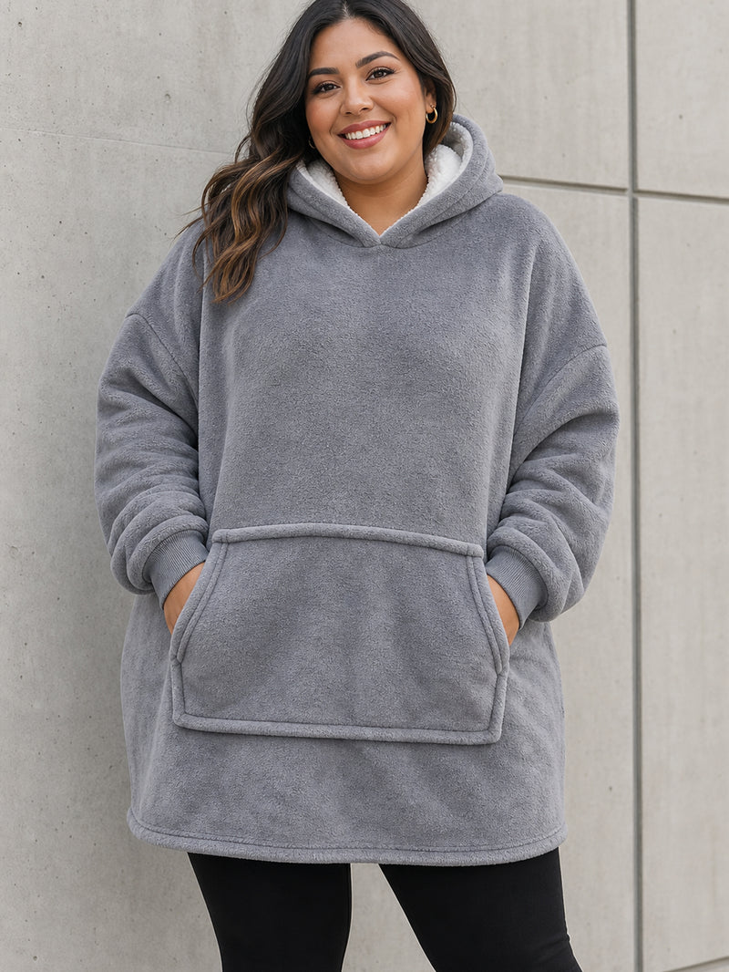 Plus Size Sherpa-Lined Hoodie