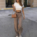 Cross-border Ready-to-Ship New Womens Elegant Retro High-Waist Long Pants