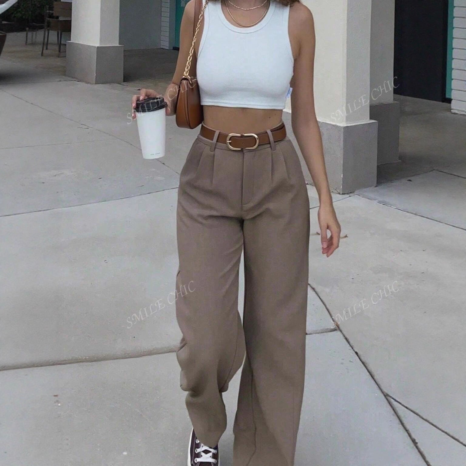 Cross-border Ready-to-Ship New Womens Elegant Retro High-Waist Long Pants