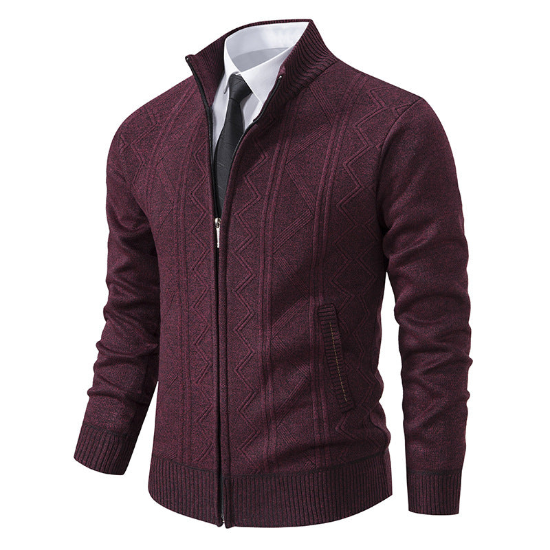 Men's Stand Collar Wool Cardigan
