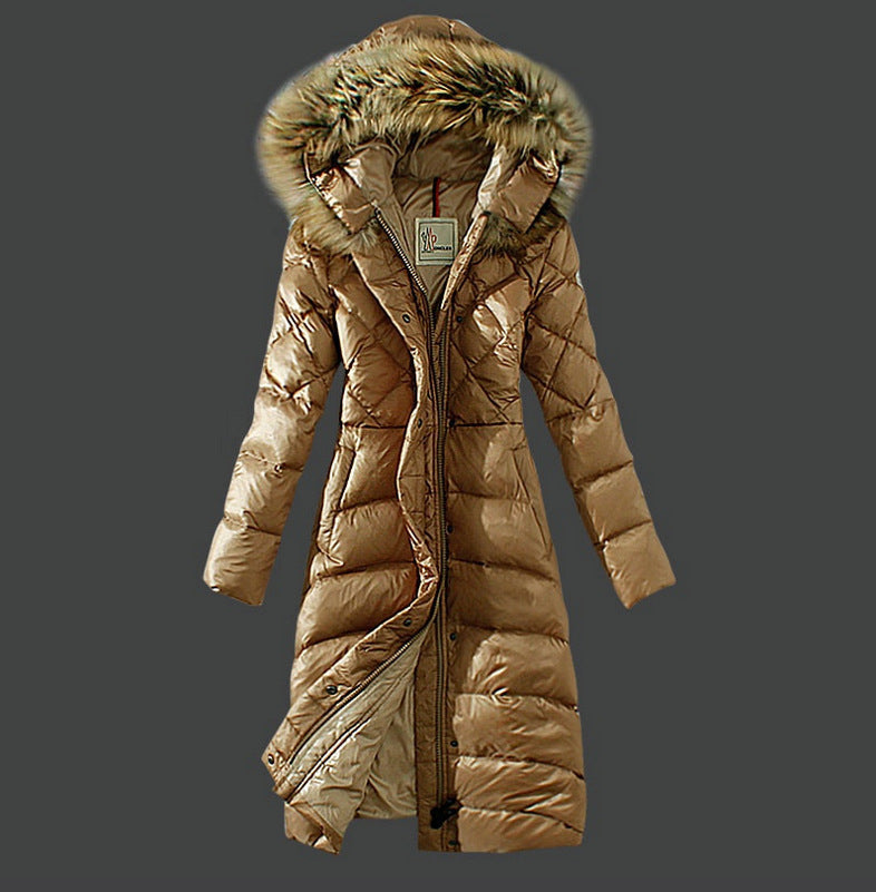 Plus Size Raccoon Fur Collar Down Coat