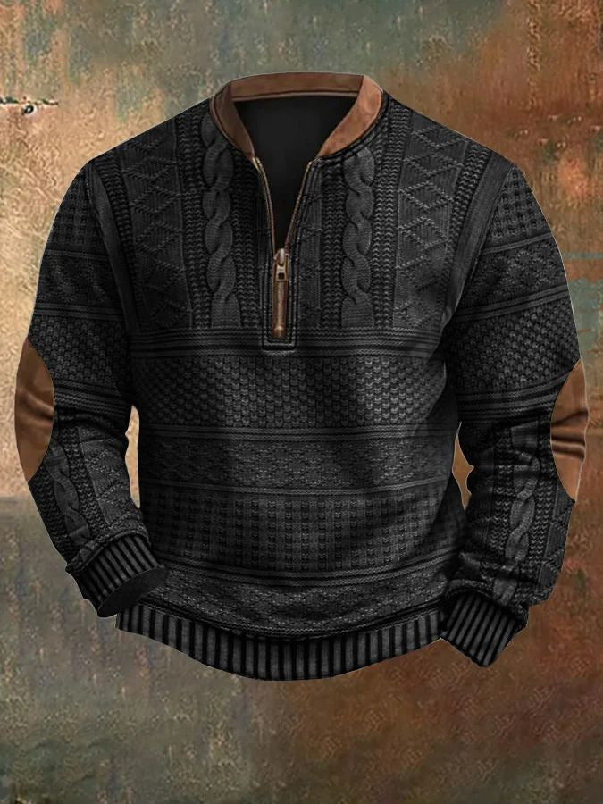 Men's Printed Half-Zip Sweater