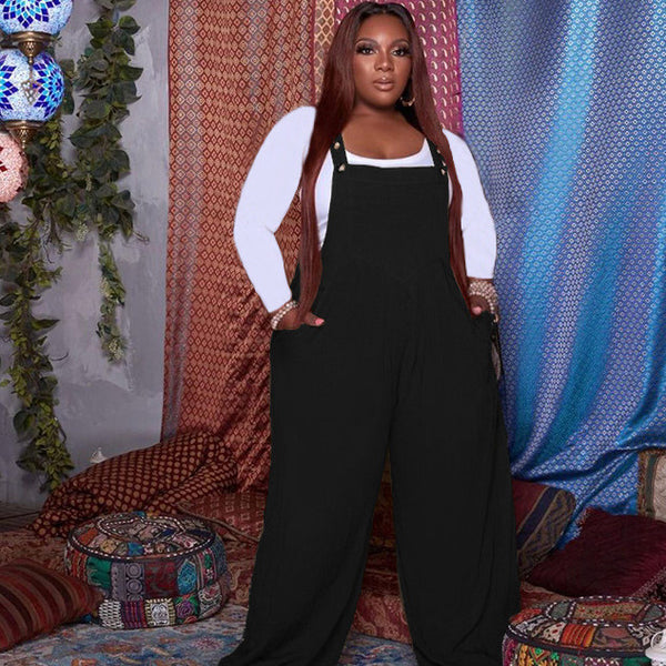 Plus Size Overalls Two-Piece Set