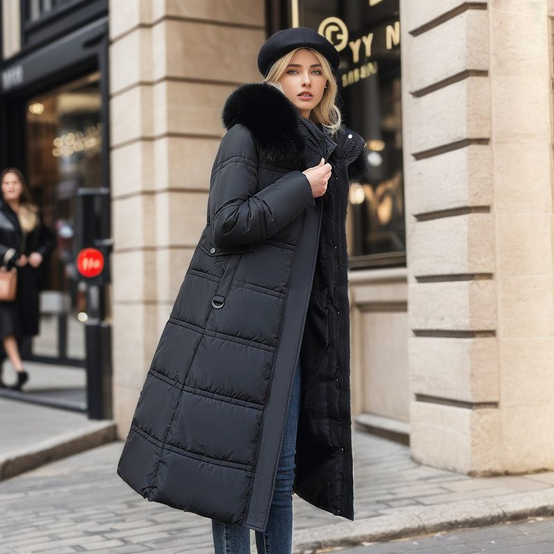 Belted Fur Hood Jacket