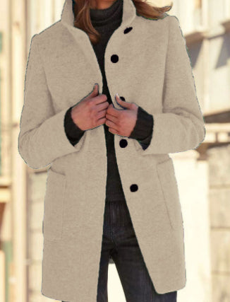 Stand Collar Woolen Coat