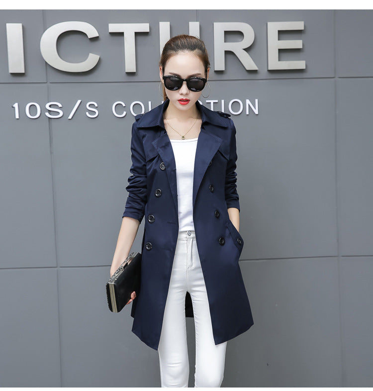 Plus Size Slim Mid-Length Trench Coat