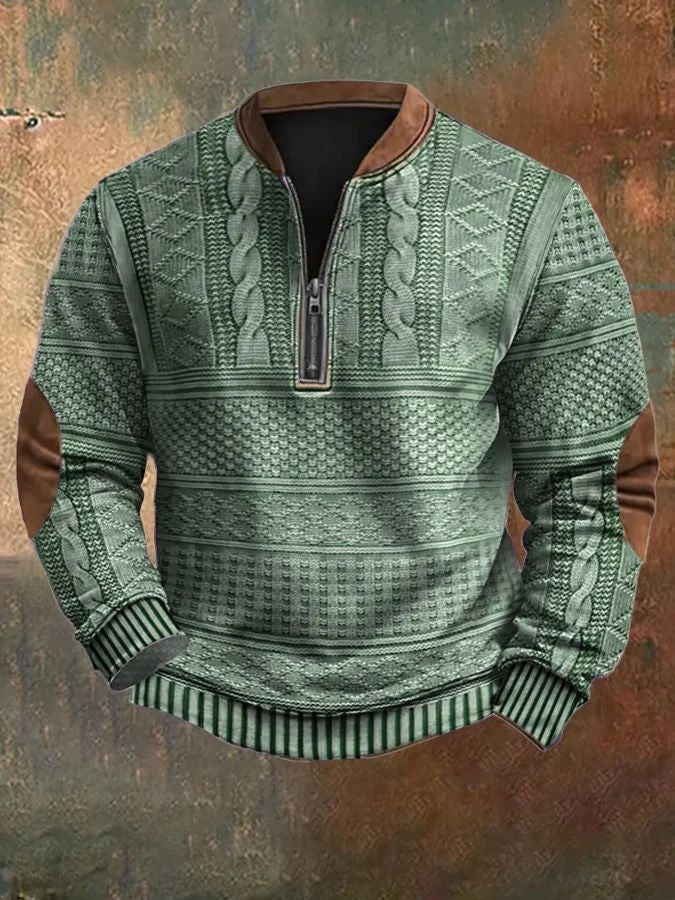 Men's Printed Half-Zip Sweater