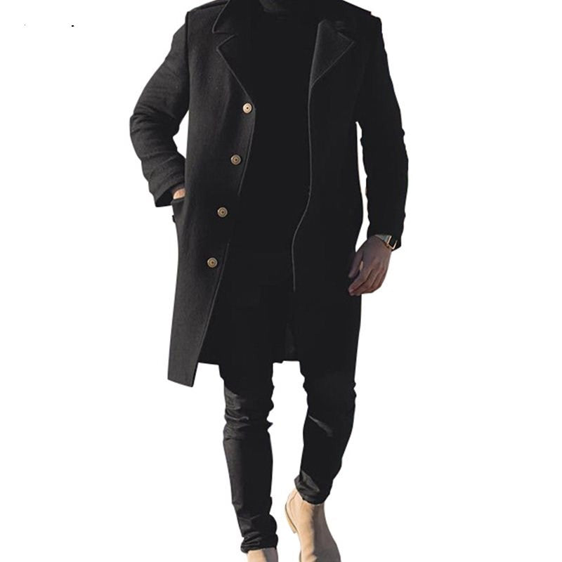 Men's Long Wool Overcoat