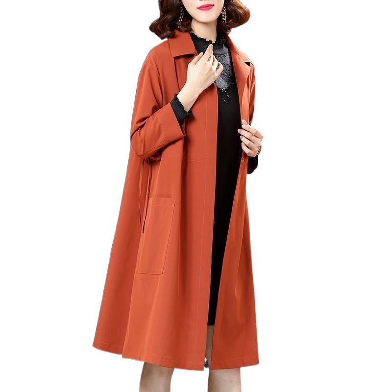 Plus Size Below-Knee Trench Coat