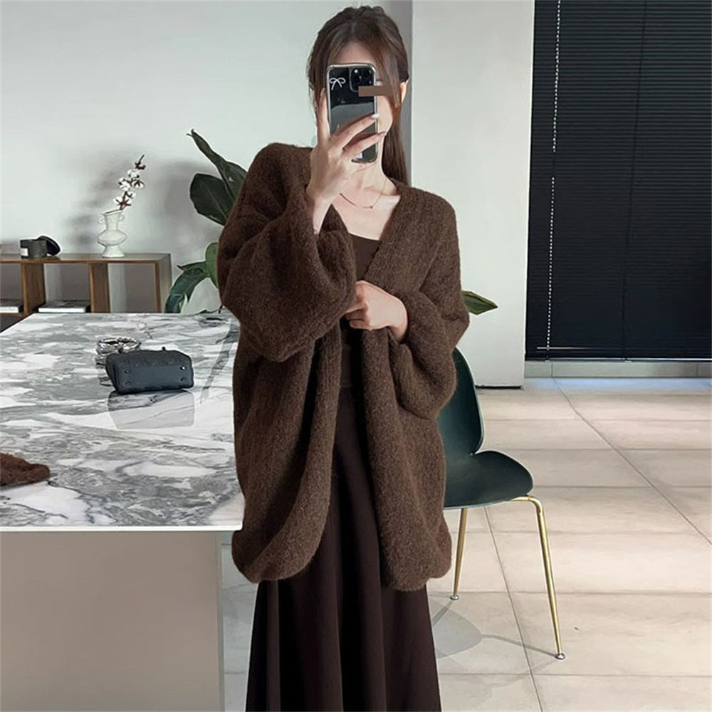 Plus Size Soft Knit Sweater Coat