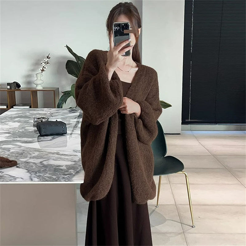 Plus Size Soft Knit Sweater Coat