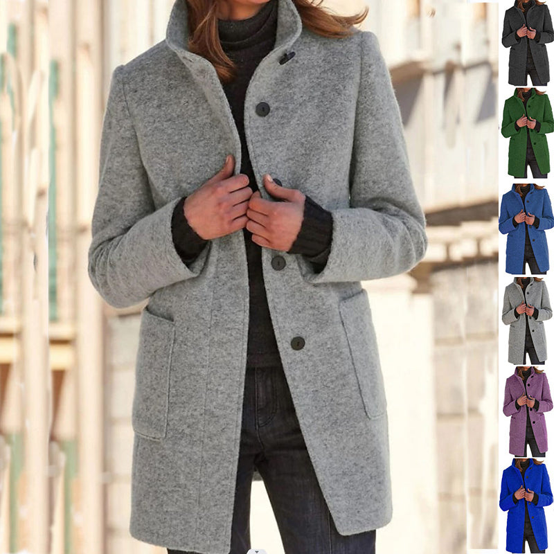 Stand Collar Woolen Coat