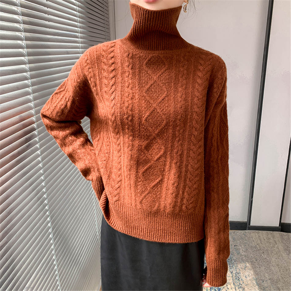 Plus Size High Neck Cashmere Sweater