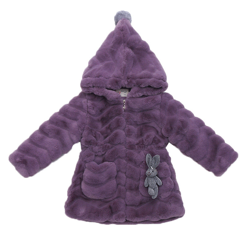 Girls' Faux Fur Hooded Coat