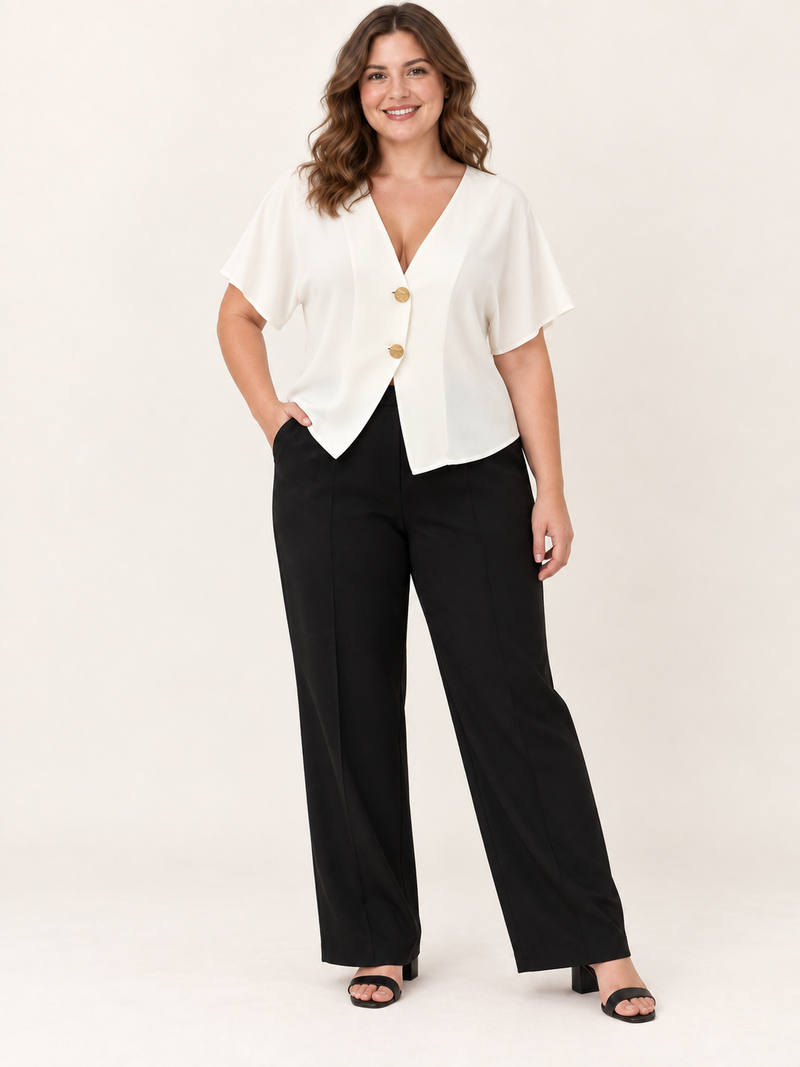 Commuter Irregular Button-Up Cardigan Short-Sleeve Shirt