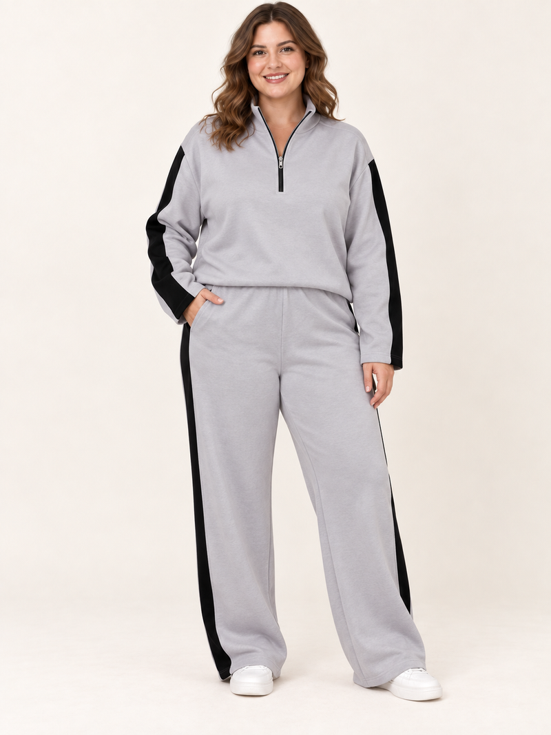 Color-Block Half-Zip Sweat Set
