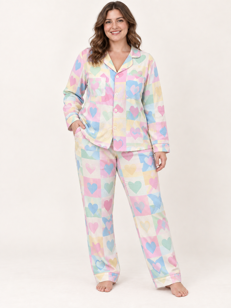 Women's Long Sleeve Pajama Cardigan Lounge Set