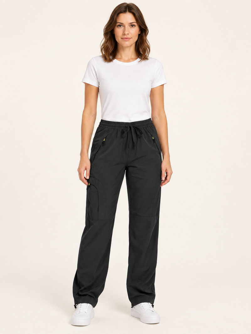 Loose-fitting Straight-leg Workout Pants With Drawstring Cuffs